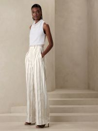 ALVA WIDE-LEG COTTON-LINEN PANT at Banana Republic