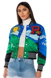 ALWAYS AND FOREVER BOMBER in blue multi at Shop Akira