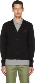 AMI Alexandre Mattiussi Black Merino Ami de Cur Cardigan at ssense