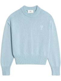 AMI Paris Ami De Coeur Embroidered Sweater Blue at Farfetch