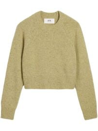 AMI Paris logo-embroidered crew-neck Jumper Green at Farfetch