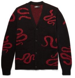 AMIRI - OVERSIZED SNAKE-INTARSIA CASHMERE AND WOOL-BLEND CARDIGAN at Mr Porter