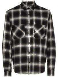 AMIRI GLITTER CHECK COTTON SHIRT - BLACK at Farfetch