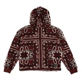 AMIRI Red Paisley Bandana Leather Trimmed Hoodie Size Large eBay at eBay