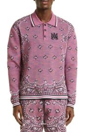 AMIRI Space Dye Bandana Pattern Knit Long Sleeve Cotton Polo at Nordstrom