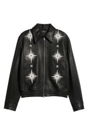 AMIRI Starburst Appliqué Leather Bomber Jacket at Nordstrom
