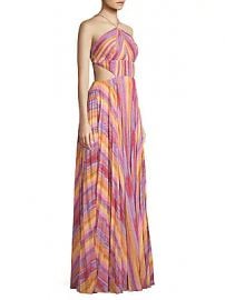 AMUR - Janet Striped Halter Gown at Saks Off 5th