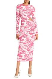 AMUR Cooper Cutout Long Sleeve Jacquard Midi Dress at Nordstrom