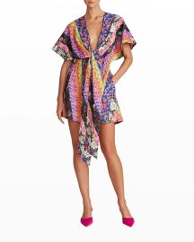 AMUR Nyla Tie-Front Poplin Mini Dress at Neiman Marcus