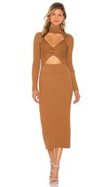 AMUR Rib Knit Tide Dress in Tonal Camel at Revolve