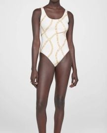 ANINE BING Jace One Piece In Cream And Tan Link Print Shop Premium Outlets at Shop Simon