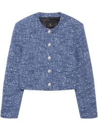 ANINE BING Tweed Jacket Blue at Farfetch