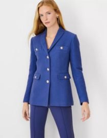 ANN TAYLOR 198 AZURINE BLUE LONG TWEED JACKET SZ 0 eBay at eBay