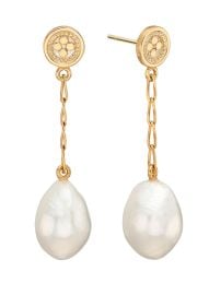 ANNA BECK Pearl  Twisted Baroque Pearl Chain Drop Earrings - Gold at The Dressing Room