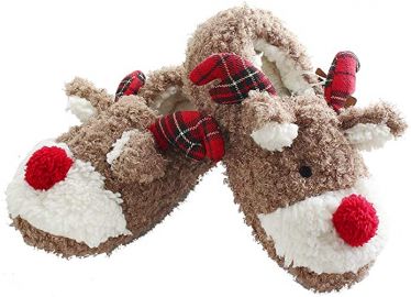 ANNALEMON Christmas Slippers for Women Fuzzy Reindeer House Shoes with Memory Foam at Amazon