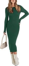 ANRABESS Women Long Sleeve Crewneck Sweater Dress Ribbed Knit Stretch Slim Fit Bodycon Midi Dresses 2024 Fall Outfits at Womens Clothing store at Amazon