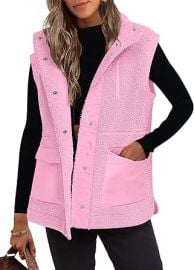 ANRABESS Womens Fuzzy Fleece Vest Sleeveless Casual Warm Button Down Sherpa Jackets Outerwear With Pockets Winter Fashion at Womenx27s Coats Shop at Amazon
