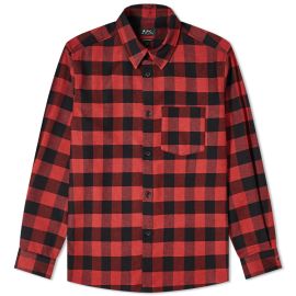 APC John Check Twill Shirt Brick   US at END.