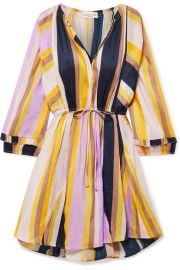 APIECE APART - La Flutte striped linen and silk-blend mini dress at Net A Porter