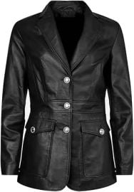 APPAREL HIT Zeham Anituqe Three Buttons clouser Lambskin Leather Coat Blazar for Women at Womenx27s Coats Shop at Amazon