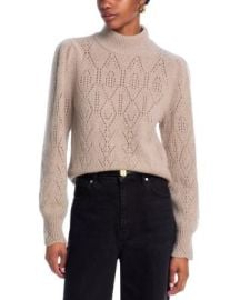 AQUA AQUA 100 Cashmere Pointelle Mock Neck Sweater - Exclusive Bloomingdalex27s Women at Bloomingdales