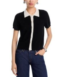 AQUA AQUA 100 Cashmere Short Sleeve Colorblock Cardigan - Exclusive Bloomingdale39s at Bloomingdales