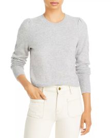 AQUA AQUA Cable Puff Sleeve Cashmere Sweater - 100 Exclusive   Bloomingdales at Bloomingdales