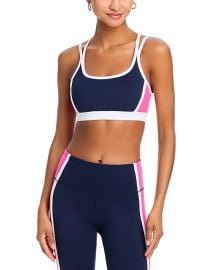 AQUA AQUA Toned Out Double Strap Color Block Sports Bra - Exclusive Bloomingdales at Bloomingdales