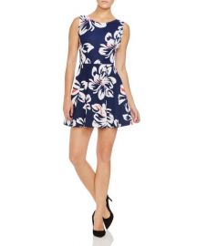 AQUA Big Floral Cross Back Dress in Navy at Bloomingdales