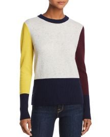 AQUA CASHMERE COLOR-BLOCK CASHMERE CREWNECK SWEATER at Bloomingdales