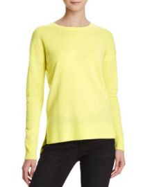 AQUA Cashmere High Low Crewneck Cashmere Sweater in Lemon at Bloomingdales