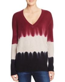 AQUA Cashmere Tie Dye V-Neck Cashmere Sweater at Bloomingdales