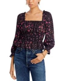 AQUA Cinched Square Neck Blouse - 100 Exclusive Bloomingdales at Bloomingdales