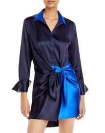 AQUA Color Block Tie Wrap Mini Dress - 100 Exclusive   Bloomingdales at Bloomingdales