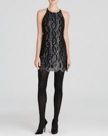 AQUA Dress - Metallic Scallop Lace Ponte Fit and Flare at Bloomingdales