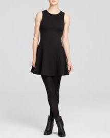 AQUA Dress - Ponte Drop Waist Fit and Flare in black at Bloomingdales