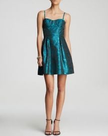 AQUA Dress - Spaghetti Strap Printed Jacquard Fit and Flare at Bloomingdales