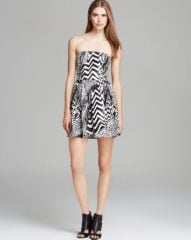 AQUA Dress - Strapless Brush Stroke Print at Bloomingdales