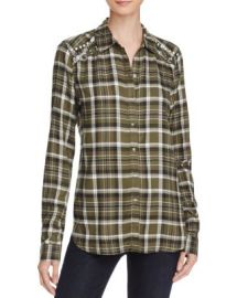 AQUA Embellished Plaid Shirt at Bloomingdales