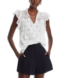 AQUA Eyelet Flutter Sleeve Top - Exclusive Bloomingdales at Bloomingdales