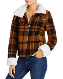 AQUA Faux-Fur Trim Plaid Coat - 100  Exclusive  Women - Bloomingdale s at Bloomingdales