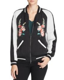 AQUA Floral Embroidered Bomber Jacket at Bloomingdales