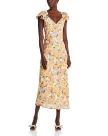 AQUA Floral Print Flutter Sleeve Midi Dress - Exclusive Bloomingdales at Bloomingdales