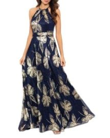 AQUA Floral Print Foil Halter Gown - Exclusive Bloomingdale39s at Bloomingdales