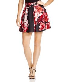 AQUA Floral-print Neoprene Skirt at Bloomingdales