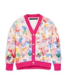 AQUA Girls Painted Hearts Cardigan Big Kid - 100 Exclusive Bloomingdales at Bloomingdales