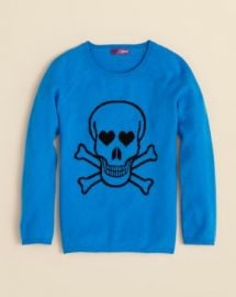 AQUA Girlsand039 Cashmere Skull Intarsia Sweater - Sizes S-XL at Bloomingdales