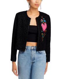 AQUA Heart Patch Boucleacute Jacket - 100 Exclusive Bloomingdales at Bloomingdales