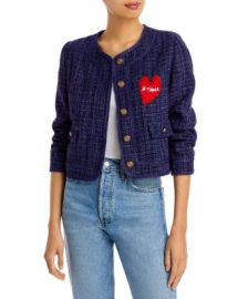 AQUA Heart Patch Metallic Tweed Jacket - 100 Exclusive Bloomingdales at Bloomingdales