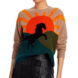 AQUA Horse Intarsia Crewneck Cashmere Sweater - Exclusive Bloomingdales at Bloomingdales